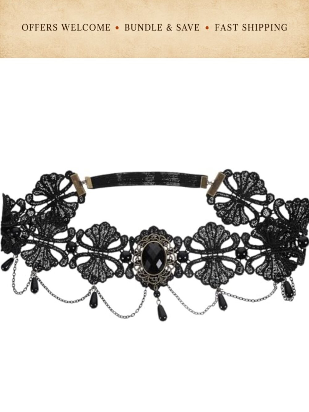 Lace Forehead Chain Headband Gothic Elastic Hair Band Halloween Cosplay